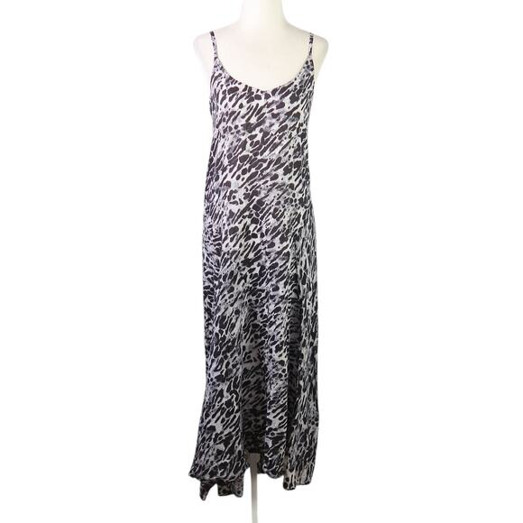 ALLSAINTS Essie Ambient Grey Leopard Print Midi Slip Dress S - Picture 2 of 7